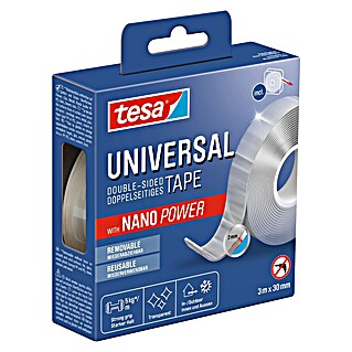 Tesa Doppelseitiges Klebeband Universal Tape with Nano Power (3 m x 30 mm)
