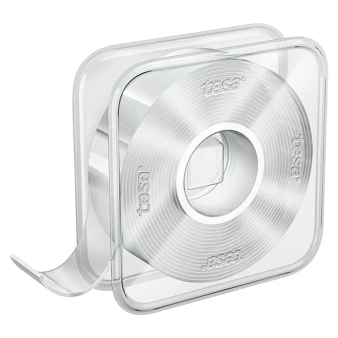Tesa Doppelseitiges Klebeband Universal Tape with Nano Power - 3 m x 30 mm - Tesa Klebefilm transparent im Spender. Praktisch für Büro und Haushalt, vielseitig einsetzbar zum Verpacken und Befestigen.