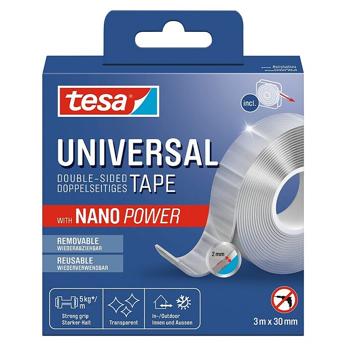 Tesa Doppelseitiges Klebeband Universal Tape with Nano Power (3 m x 30 mm) | BAUHAUS