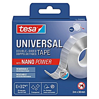 Tesa Doppelseitiges Klebeband Universal Tape with Nano Power (3 m x 30 mm)