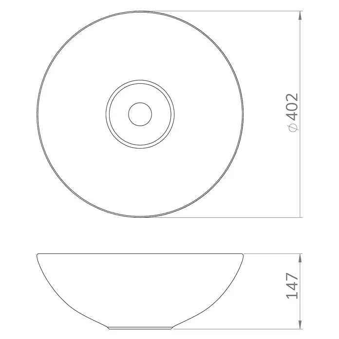 Artysan Lavabo de sobremesa Curvado - Diámetro: 40,2 cm, Dorado - Imagen de un lavabo redondo de encimera con dimensiones Ø402 x 147 mm. Ideal para baños modernos.