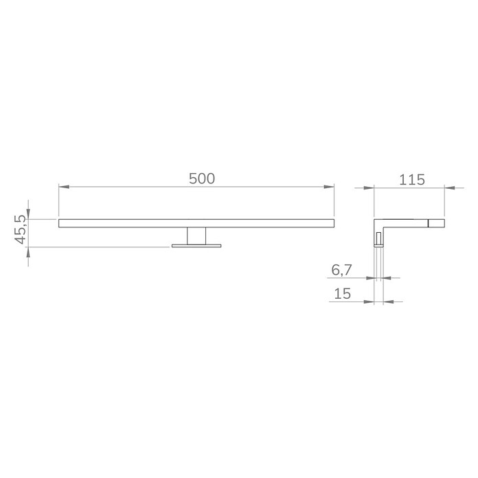 Artysan Aplique LED para espejo (4,71 W, 11,5 x 50 x 6,7 cm, Negro) | BAUHAUS