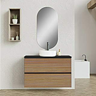 Artysan Conjunto de mueble de baño Osaka Top (Ancho: 100 cm, Negro/Nogal, 3 pzs.)