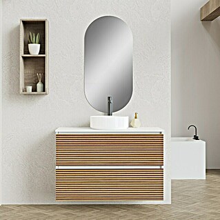 Artysan Conjunto de mueble de baño Osaka Top (Ancho: 100 cm, Blanco/Nogal, 3 pzs.)