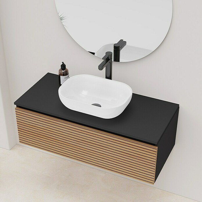 Artysan Conjunto de mueble de baño Osaka Top 1C (100 cm, Negro/Nogal, 3 pzs.) | BAUHAUS