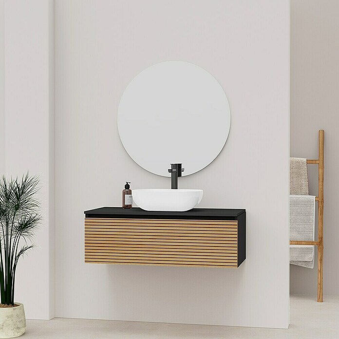 Artysan Conjunto de mueble de baño Osaka Top 1C (100 cm, Negro/Nogal, 3 pzs.) | BAUHAUS