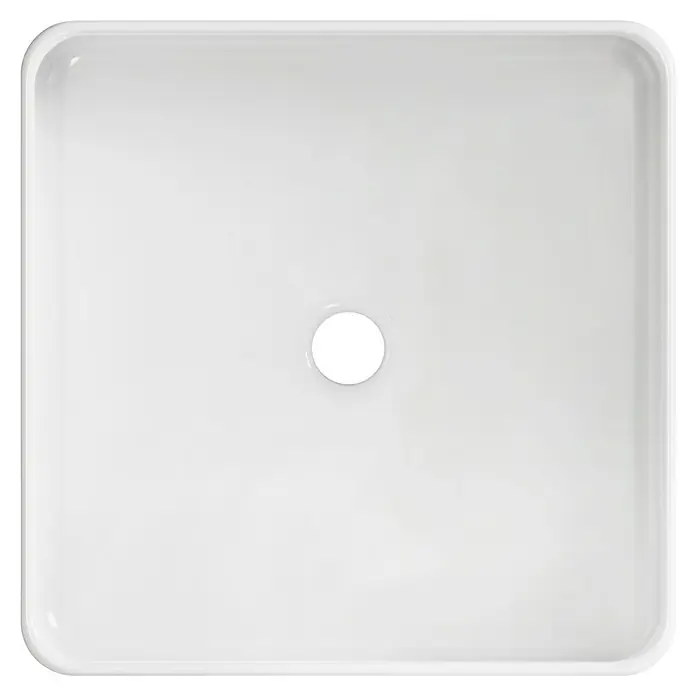 Artysan Lavabo de sobremesa Cuadrado - 36,5 x 36,5 cm, Blanco - Lavabo blanco cuadrado con esquinas redondeadas y orificio de drenaje centrado para un diseño de baño moderno.