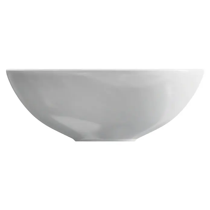 Artysan Lavabo de sobremesa Curvado - Diámetro: 40,2 cm, Blanco - Primer plano de un cuenco blanco vacío con un acabado liso, perfecto para uso en cocina y comedor, presentado sobre fondo negro.