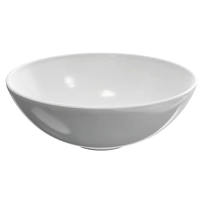 Artysan Lavabo de sobremesa Curvado - Diámetro: 40,2 cm, Blanco - Primer plano de un elegante cuenco redondo de porcelana blanca brillante, ideal para servir comida o como decoración.