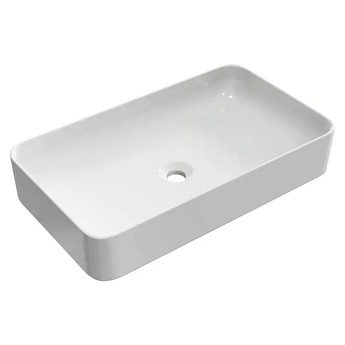 Artysan Lavabo de sobremesa Rectangular - 62,6 x 35,6 cm, Blanco - Elegante lavabo sobre encimera rectangular en blanco con orificio de desagüe central. Un diseño moderno para tu baño.