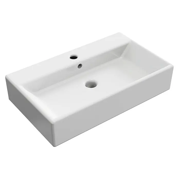 Artysan Lavabo de sobremesa Recto - 60,9 x 36,2 cm, Blanco - Elegante lavabo sobre encimera rectangular de cerámica en blanco. El diseño moderno lo convierte en un punto de atracción en cualquier baño.