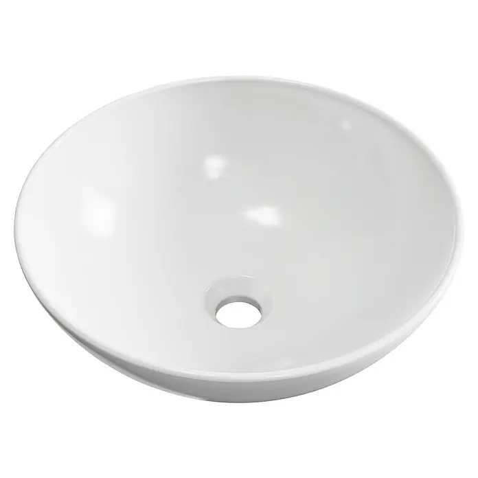 Artysan Lavabo de sobremesa Curvado - Diámetro: 40,2 cm, Blanco - Primer plano de un elegante lavabo redondo de cerámica, perfecto para un diseño de baño moderno.
