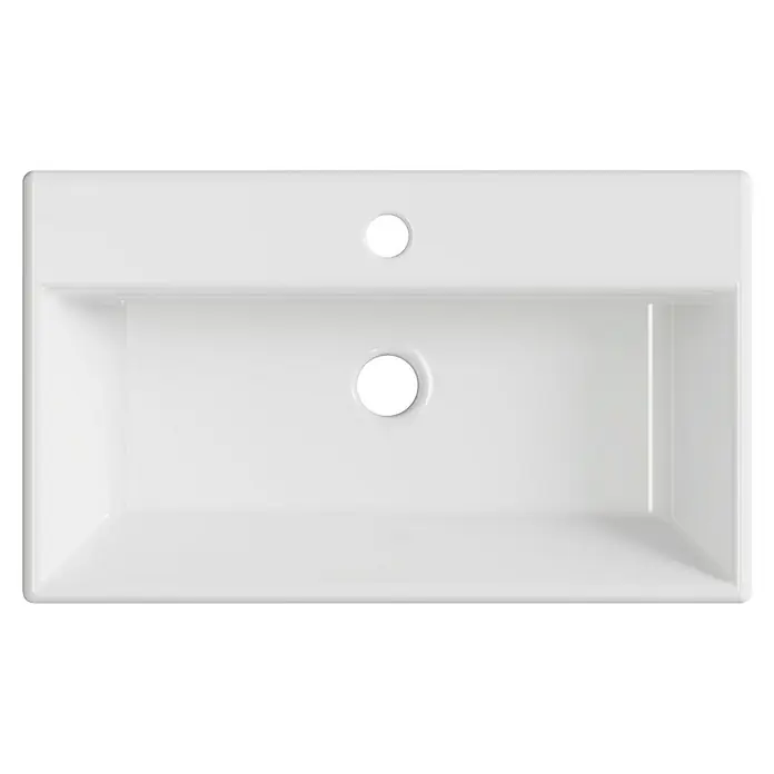 Artysan Lavabo de sobremesa Recto - 60,9 x 36,2 cm, Blanco - Lavabo de cerámica blanca para baño, de forma rectangular con dos orificios para grifo y desagüe.