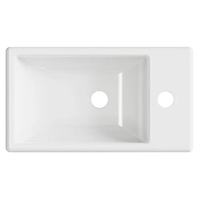 Artysan Lavabo de sobremesa Recto - 41 x 23 cm, Blanco - Lavabo de cerámica blanca con dos orificios para grifos, ideal para baños modernos. La pila ofrece un gran espacio para lavarse.