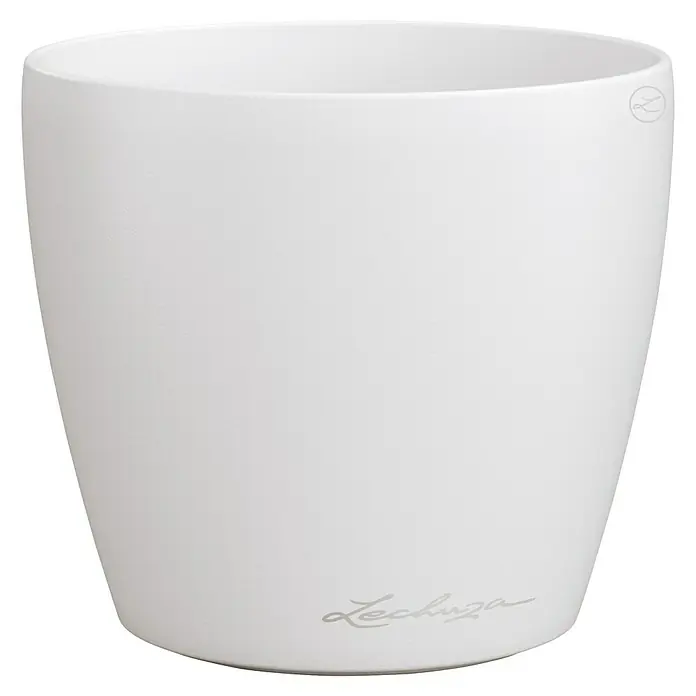 Lechuza Classico Übertopf rund Color SINGLE - Außenmaß (Ø x H): 13 x 12 cm, Kunststoff, Weiß - Nahaufnahme eines eleganten, weißen Pflanzgefäßes der Marke Lechuza, das durch sein modernes Design und seine hochwertige Verarbeitung besticht.