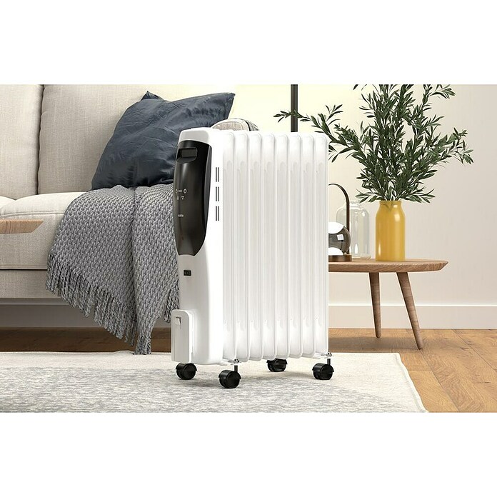 Rointe Radiador de aceite Lorent (2.000 W, Blanco/Negro, 15 x 41 x 58 cm) | BAUHAUS