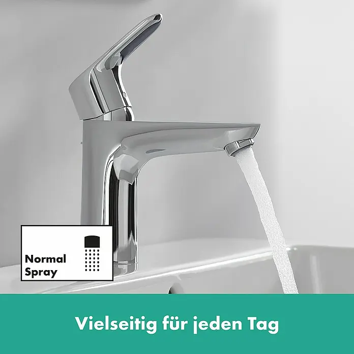 Hansgrohe Focus Waschtischarmatur 100 Coolstart - Chrom, Höhe: 17,7 cm - Hochwertige Armatur mit Wasserdurchfluss und 'Normal Spray'-Funktion. Vielseitig für den täglichen Gebrauch im Badezimmer.