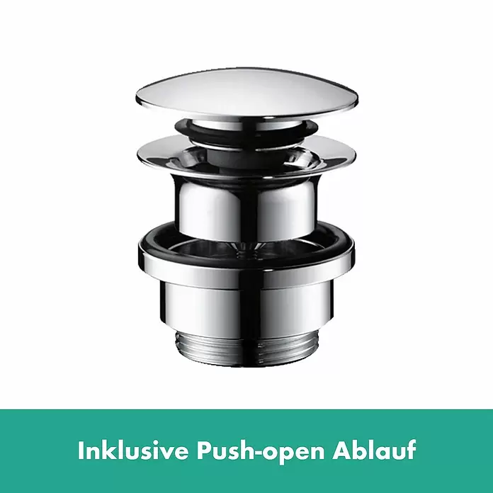 Hansgrohe Finoris Waschtischarmatur 230 - Chrom, Ausziehbar - Chromfarbener Push-Open-Ablaufstopfen für Waschbecken.