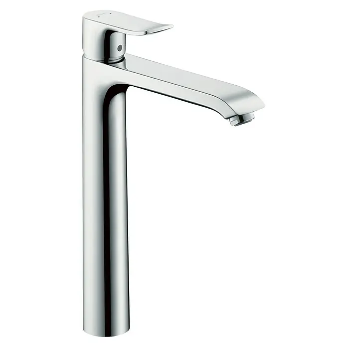 Hansgrohe Metris Waschtischarmatur Highriser 260 - Chrom - Glänzender verchromter Waschtischmischer, minimalistisches Design, für moderne Badezimmer. Stilvolle Armatur für Waschbecken.