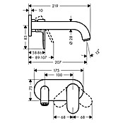 Hansgrohe Vernis Blend Grifo de lavabo (Negro, Mate, Profundidad del grifo: 21,9 cm) | BAUHAUS