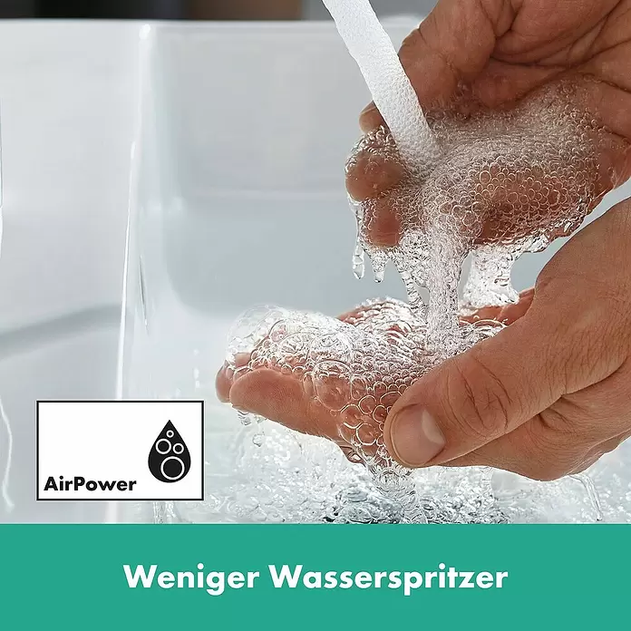 Hansgrohe Vernis Shape Waschtischarmatur 190 - Schwarz, Höhe: 28,7 cm - Hände unter aeriertem AirPower-Wasser, das weniger spritzt.