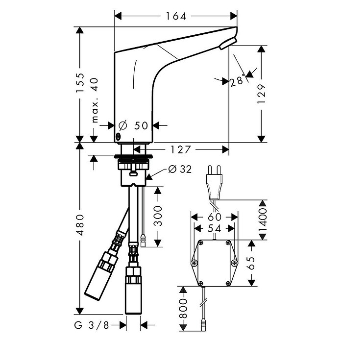 Hansgrohe Focus Waschtischarmatur (Chrom, 230 V Netzanschluss) | BAUHAUS