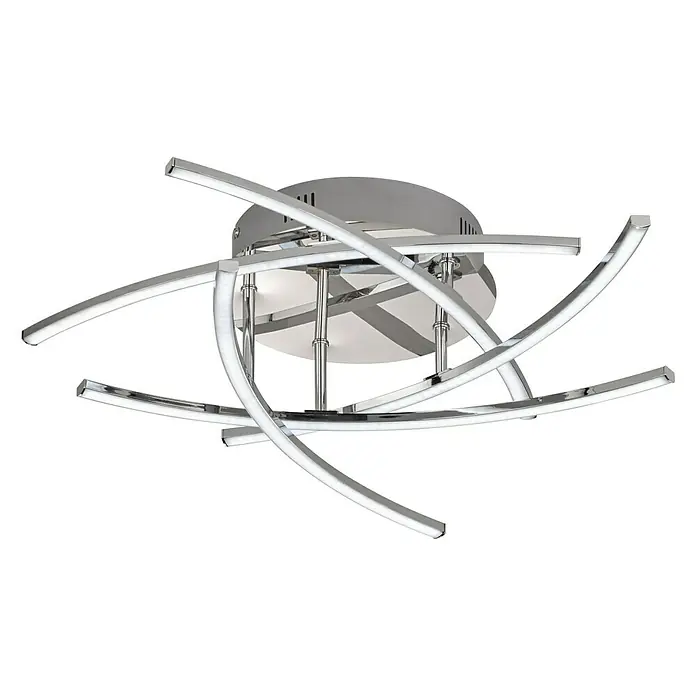 Fischer & Honsel LED-Deckenleuchte Cross TW - 20 W, L x B x H: 50 x 50 x 16 cm, Chrom, Warmweiß - Moderne Chrom-Deckenleuchte mit geschwungenen LED-Lichtern. Das elegante Design sorgt für eine helle und stilvolle Beleuchtung.