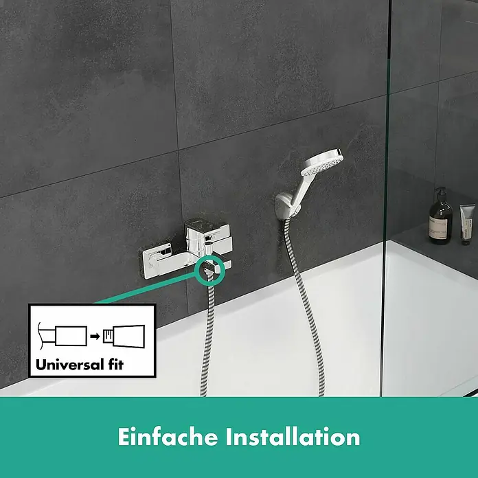 Hansgrohe Vernis Shape Badewannenarmatur - Chrom, Glänzend - Die Duscharmatur mit Brauseschlauch bietet universelle Passform und einfache Installation. Ideal für jedes Badezimmer.