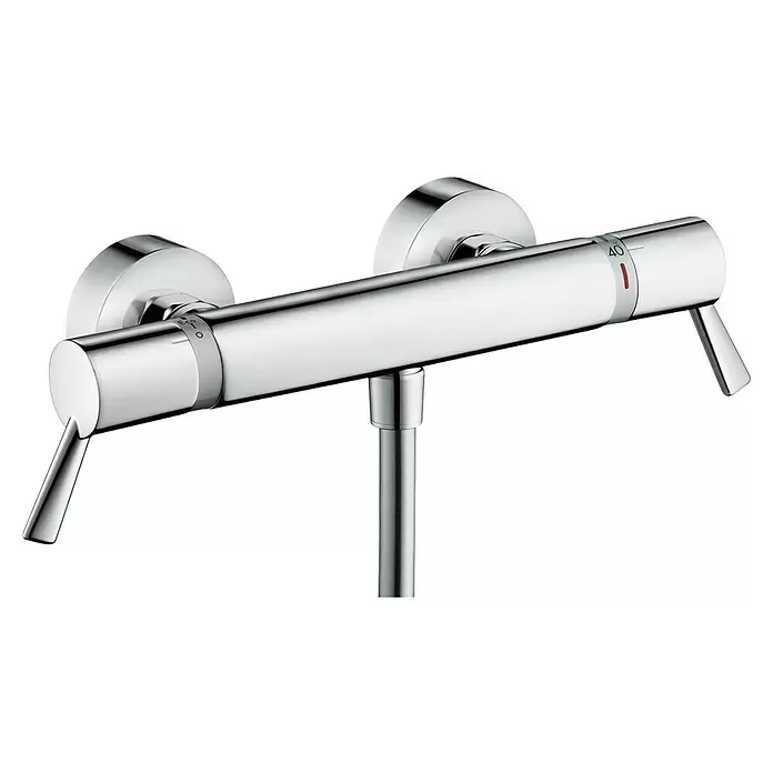 Hansgrohe Ecostat Thermostatarmatur Comfort - Breite: 350 mm, Chrom, Glänzend - Verchromter Thermostat-Duschmischer mit zwei Griffen und Temperaturanzeige, inkl. 40°C und Eco-Modus.