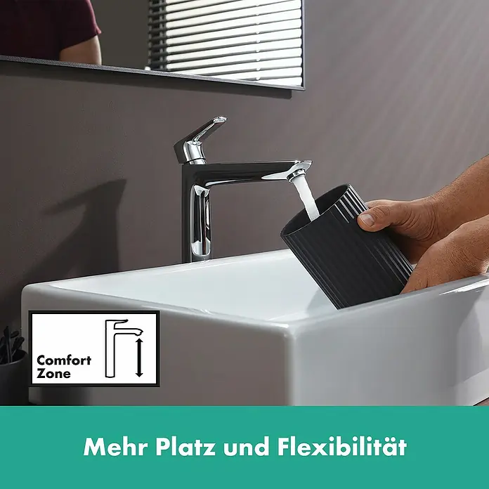 Hansgrohe Talis E Waschtischarmatur 240 - Chrom, Höhe: 29,2 cm - Einhand-Waschtischarmatur mit ComfortZone bietet mehr Platz und Flexibilität am Waschbecken. Elegantes Design für moderne Badezimmer.