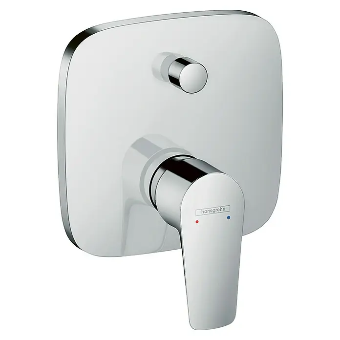 Hansgrohe Talis E UP-Badewannenarmatur F-Set - Glänzend - Hansgrohe Talis E2 Unterputz-Einhebelmischer mit eckiger Rosette und Umsteller, ideal für moderne Badezimmer.