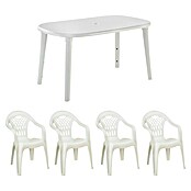 Set de muebles de jardín Cancún (5 pzs., Polipropileno, Blanco, L x An x Al: 140 x 80 x 73 cm) | BAUHAUS