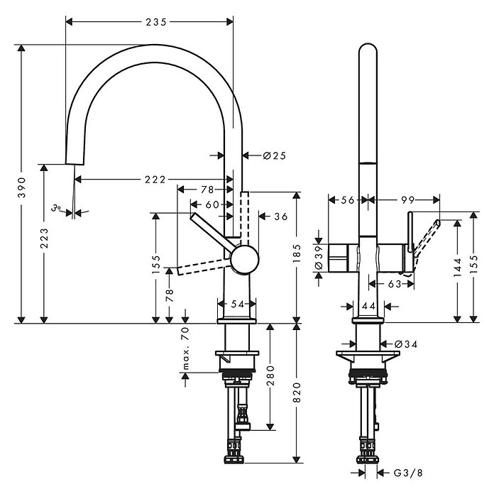 Hansgrohe Talis Keukenkraan M54 220 (Zwart, Mat, Hoogte: 390 cm) | BAUHAUS