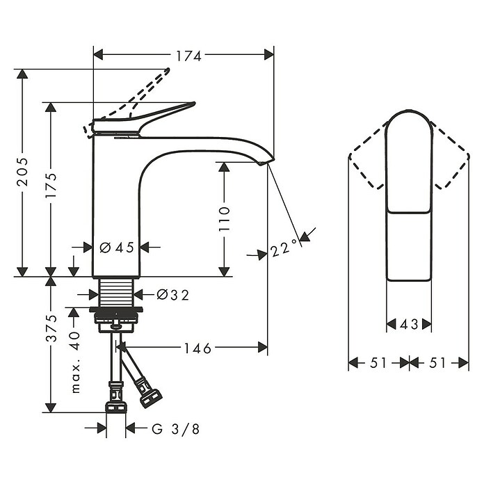 Hansgrohe Vivenis Grifo de lavabo (Blanco, Altura: 16,8 cm) | BAUHAUS