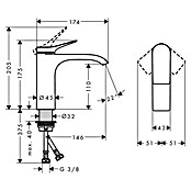 Hansgrohe Vivenis Grifo de lavabo (Blanco, Altura: 16,8 cm) | BAUHAUS