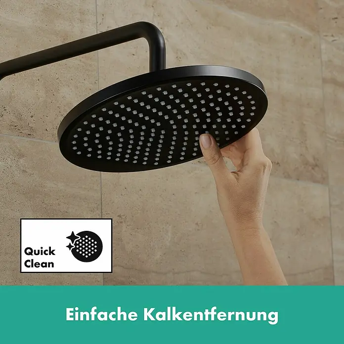 Hansgrohe Vernis Blend Duschsystem 240 - Lochabstand: 15 cm, Schwarz - Eine matte, schwarze Regendusche mit Kalkschutz-Funktion für ein einfaches Reinigen der Düsen.
