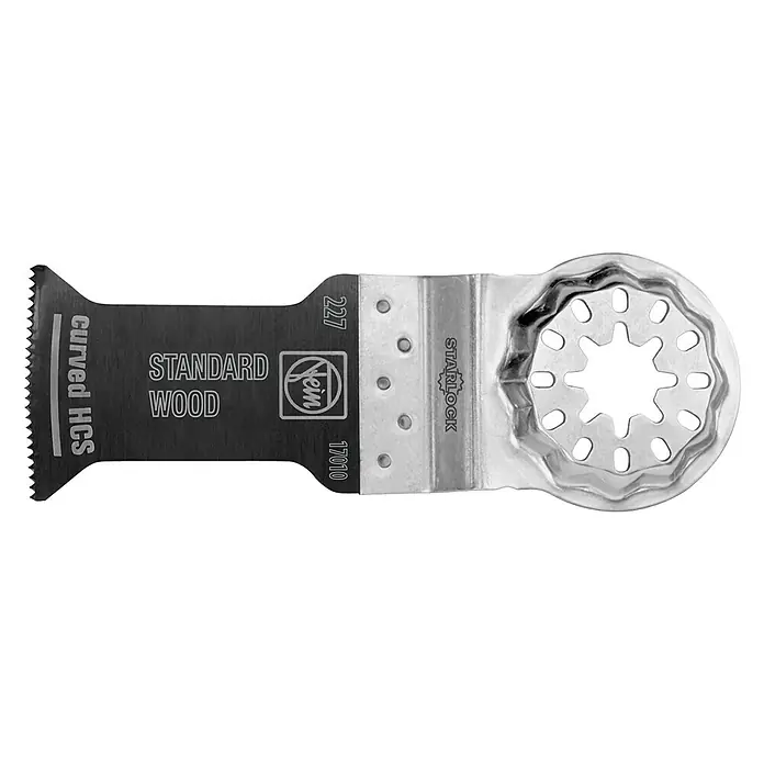 Fein Starlock Tauchsägeblatt E-Cut Curved - L x B: 55 x 35 mm, 1 Stk. - Oszillierende Sägeblatt von FEIN mit StarLock-Aufnahme, speziell für präzise Holzschnitte, gekennzeichnet als "Curved HCS Standard Wood" für vielseitige Anwendungen.