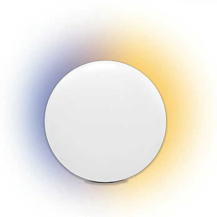 Garza Plafón LED redondo WiFi Smart - 18 W, Ø x Al: 300 mm x 5 cm, Blanco, Blanco cálido - Lámpara de pared blanca y redonda con un fondo degradado, ideal para añadir iluminación ambiental al hogar.