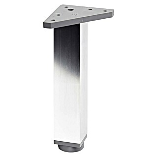 Pata para muebles (L x An x Al: 4 x 4 x 20 cm, Aluminio, Cromo, Cuadrado, 1 ud.)