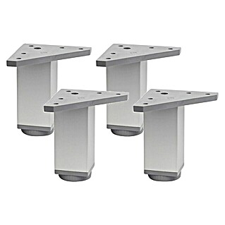 Pata para muebles (L x An x Al: 4 x 4 x 10 cm, Aluminio, Cuadrado, 4 ud.)