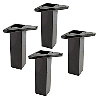 Rei Set de patas de mueble 972 (L x An x Al: 4,2 x 4,2 x 15 cm, Plástico, 4 ud., Negro)