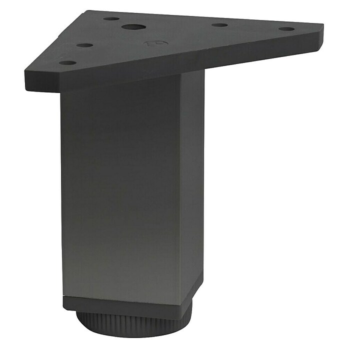 Pata para muebles (L x An x Al: 4 x 4 x 10 cm, Aluminio, Negro, Cuadrado, 1 ud.) | BAUHAUS