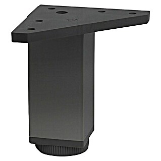Pata para muebles (L x An x Al: 4 x 4 x 10 cm, Aluminio, Negro, Cuadrado, 1 ud.)