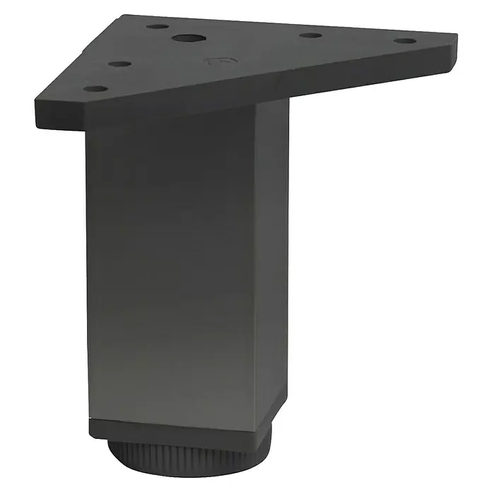 Pata para muebles - L x An x Al: 4 x 4 x 10 cm, Aluminio, 4 ud. - Pata de mueble metálica triangular negra con pie ajustable para estabilidad en diversos suelos. Ideal para muebles modernos.