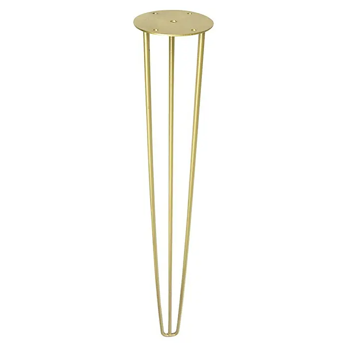 Rei Pata para muebles Tri - Ø x Al: 10 x 71 cm, Acero, Dorado - Patas doradas para mesa con tres soportes y placa de montaje redonda, perfectas para proyectos de muebles DIY.