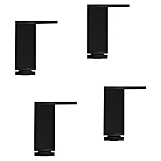 Pata para muebles (L x An x Al: 4 x 4 x 10 cm, Aluminio, Cuadrado, Negro, 4 ud.)