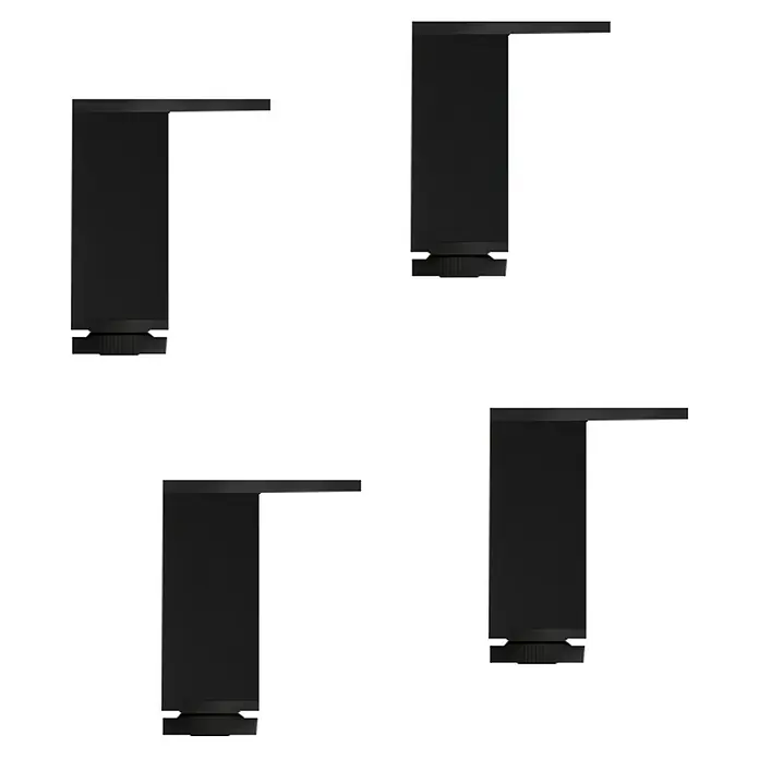 Pata para muebles - L x An x Al: 4 x 4 x 10 cm, Aluminio, Cuadrado, Negro, 4 ud. - Elegante grifo de lavabo negro con diseño moderno, ideal para lavabos de baño contemporáneos. Toque de estilo.