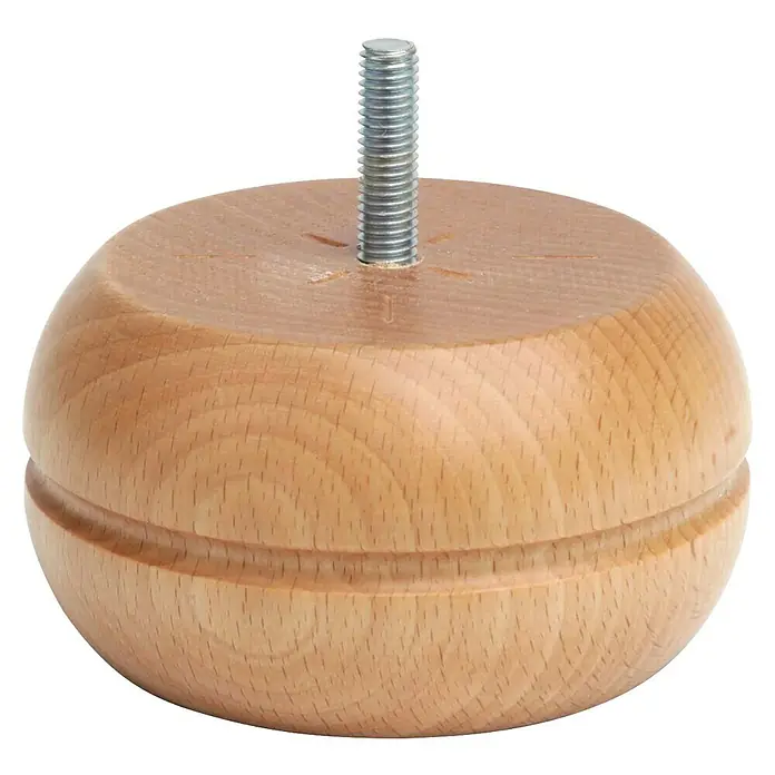 Rei Pata para muebles Yoyo - Ø x Al: 9 x 5 cm, Madera, Incoloro - Esta pata de mueble de madera clara con una varilla roscada ofrece una forma sencilla de elevar o estabilizar los muebles.