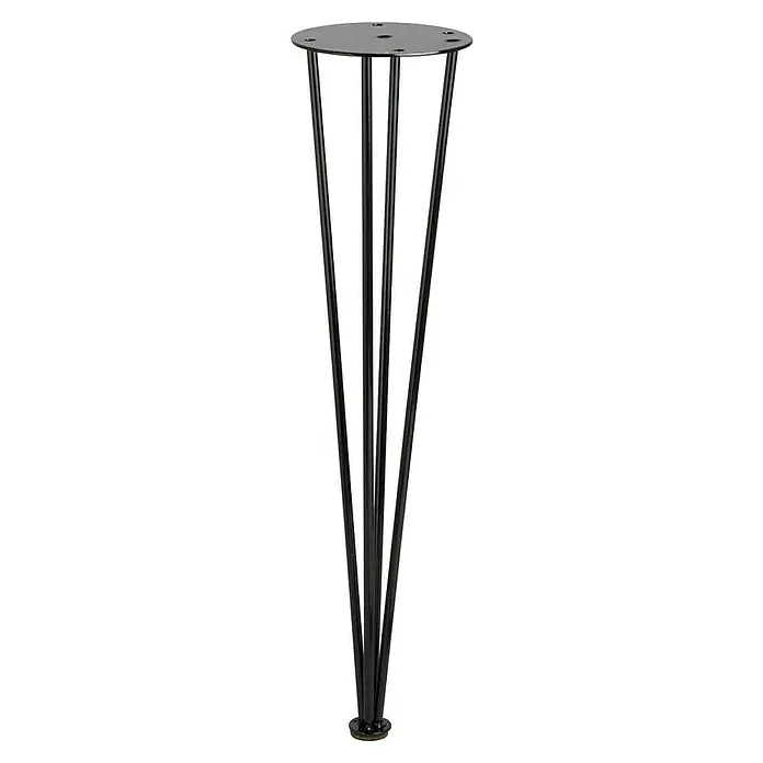 Rei Pata para muebles Quad - Ø x Al: 10 x 40 cm, Acero, Negro - Patas de mesa negras: patas metálicas cónicas y elegantes para el diseño de muebles, ideales para proyectos personalizados.