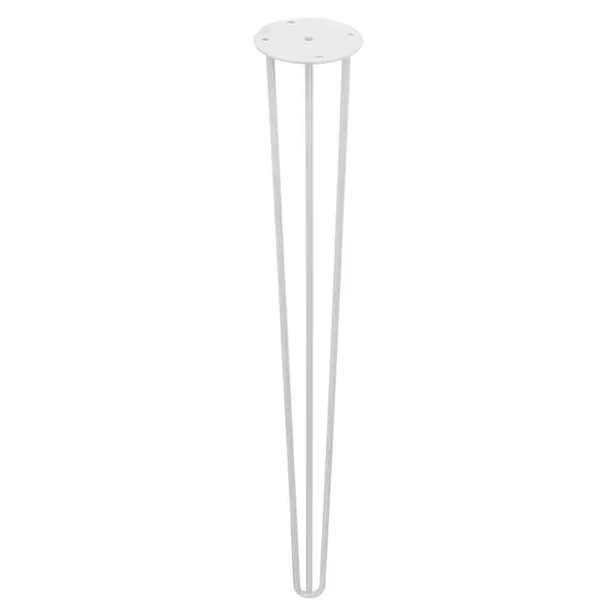 Rei Pata para muebles Tri - Ø x Al: 10 x 71 cm, Acero, Blanco - Pata de mesa blanca con tres puntales y placa de montaje redonda, ideal para proyectos de muebles. Robusta y elegante.